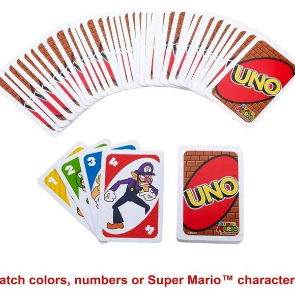 UNO Super Mario Card Game in Storage & Travel Tin, Video Game-Themed Deck for... - Picture 2 of 3
